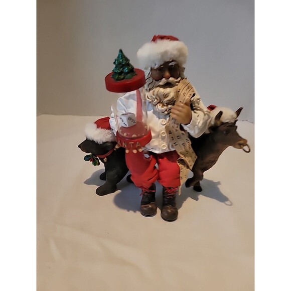 Santa BEAR And A Ox Dice Figurine 9" - Picture 1 of 16